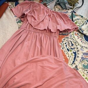 Rosy Pink Maxi Dress with Ruffle Bodice